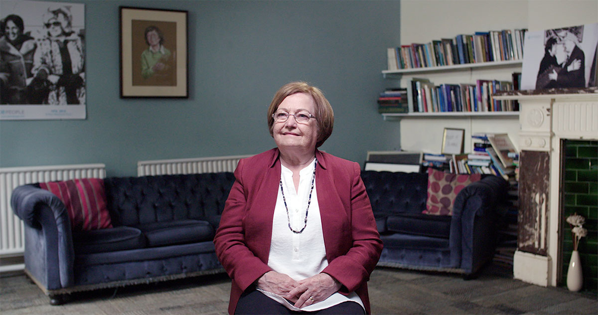 Nobel Peace Laureate, Mairead Corrigan Maguire - photographic version of the 2017 filmed portrait artwork created in the Peace House, Belfast, 2021.